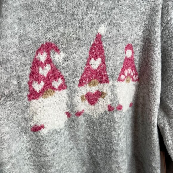 Cupcakes and Cashmere Womens Plus Size 3X Gnome Plush Sweater Gray Scoop Neck - Picture 3 of 10